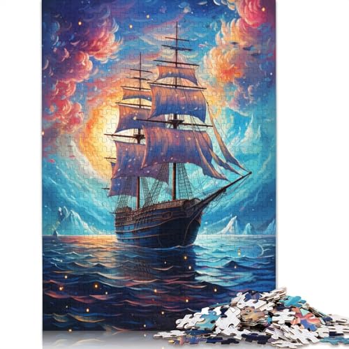 Puzzle für Erwachsene mit 1000 Teilen farbenfrohes psychedelisches galaktisches Piratenschiff-Puzzle Geschenkpapier-Puzzle tolles Geschenk für Erwachsene 1000 Teile (38 x 26 cm) von wuzihanptpt