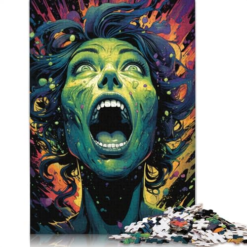 Puzzle für Erwachsene mit 1000 Teilen farbenfrohes psychedelisches grünes Hexen-Puzzle Geschenkpapier-Puzzle tolles Geschenk für Erwachsene 1000 Teile (38 x 26 cm) von wuzihanptpt