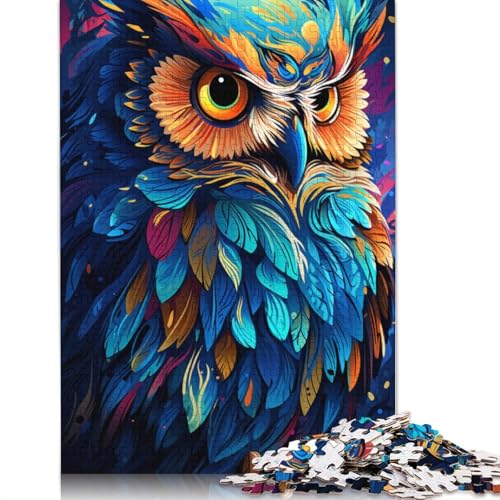 Puzzle für Erwachsene mit 1000 Teilen farbenfrohes psychedelisches mystisches Eulen-Puzzle Geschenkpapier-Puzzle tolles Geschenk für Erwachsene 1000 Teile (38 x 26 cm) von wuzihanptpt