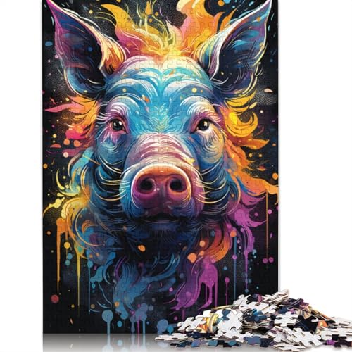 Puzzle für Erwachsene mit 1000 Teilen farbenfrohes süßes Schweinchen-Puzzle Geschenkpapier-Puzzle tolles Geschenk für Erwachsene 1000 Teile (38 x 26 cm) von wuzihanptpt