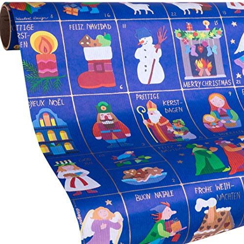 Geschenkpapier Kinder Weihnachten - WEIHNACHTSZEIT - 5m Rolle - Weihnachtsgeschenkpapier für Mädchen & Jungs für Weihnachten und Advent von www.disegno.shop