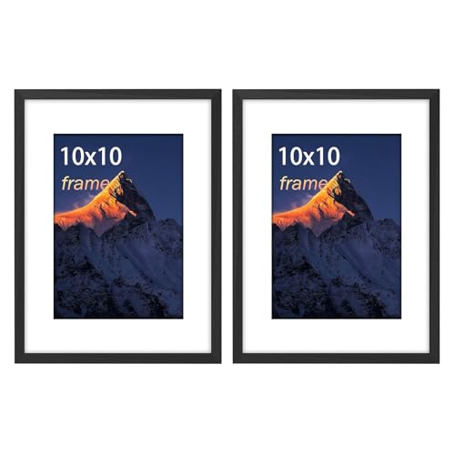 wyewye 10x10 frame Bilderrahmen 20x25, Bilderrahmen Schwarz 4ER-Set, Holz Bilderrahmen, Bilderrahmen Set Passepartout UND Plastikglasscheibe Für Bilder 13x18cm MIT Matte, Schwarzes von wyewye