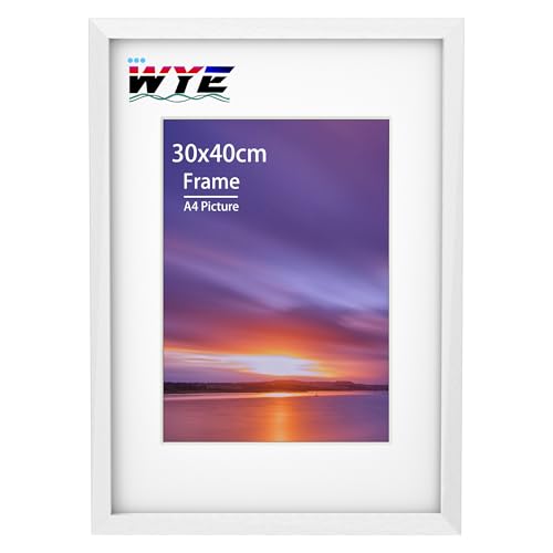 wyewye Bilderrahmen 30x40 cm Holz Acryl (ohne Glas) 30x40 cm Weiß Posterrahmen mit 20x28,7 cm Halterung für den Druck von Zertifikaten, Fotorahmen an der Wand Hängen von wyewye