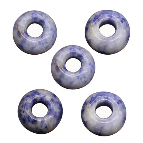 5 Stück 8 x 14 mm Naturstein Kristall runde Form große Loch Perlen Anhänger Halskette Ohrringe Armbänder von xbiez