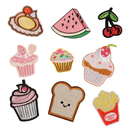 9 x Cartoon-Dessert-Aufnäher zum Aufnähen auf Stoff, Reparaturapplikationen für Rucksäcke, Hüte und Kleidung, Bastelprojekte, Dekorationen 9 x Cartoon-Dessert-Aufnäher zum Aufnähen auf Stoff, Reparaturapplikationen für Rucksäcke, Hüte und Kleidung, Bastelprojekte, Dekorationen von xbiez