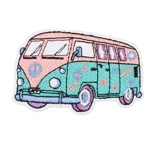Bestickte Flicken mit Blumen, Reparaturflicken zum Aufbügeln, Applikation, Flicken mit Cartoon-Bus, zum Aufnähen für Kleidung, Tasche Bestickte Flicken mit Blumen, Reparaturflicken zum Aufbügeln, Applikation, Flicken mit Cartoon-Bus, zum Aufnähen für Kleidung, Tasche von xbiez