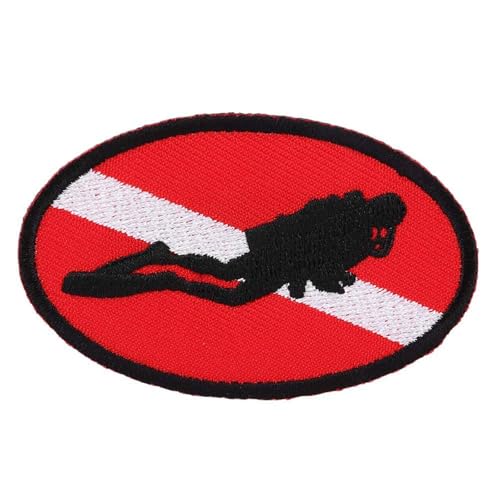 Scubas Diver Down Bestickte Patches Praktische Flaggen Patches Besticktes Taucherabzeichen für Rucksäcke Hut von xbiez