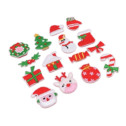 Weihnachtsdekoration, zum Aufbügeln, Weihnachtsmann, Schneemann, Baum, bestickt, für Festivals, 15 Stück Weihnachtsdekoration, zum Aufbügeln, Weihnachtsmann, Schneemann, Baum, bestickt, für Festivals, 15 Stück von xbiez