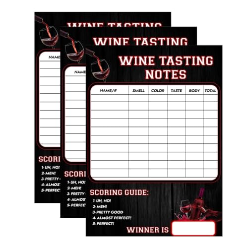 xbiez 3 Stück Weinprobe-Scorekarten, perfekt für Weinliebhaber und Weinbergbesuche von xbiez