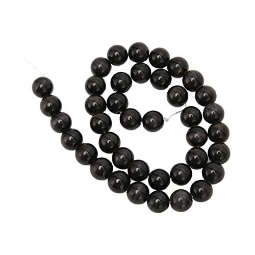 xctopest Schmuck DIY Steinperlen 10 mm, runde lose Steinperlen, hervorragendes Polieren, exquisite Steinperlen, für Armbänder, Halsketten, Basteln, Basteln, Design (Dark Black) von xctopest