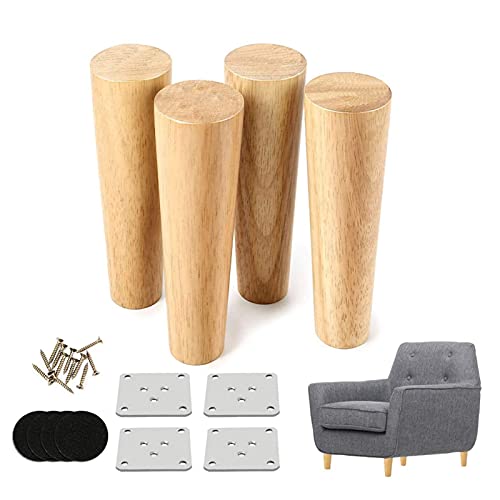 Ersatzbein, Möbelbein, schweres Möbelbein, runde Massivholz-Möbelbeine, Sofa-Ersatz, Mid-Century-Couchbeine, 4er-Set for DIY-Möbelprojekte oder die Aufwertung alter Sofas, Sessel, Kommoden, Liegesesse von xiAzyuSP