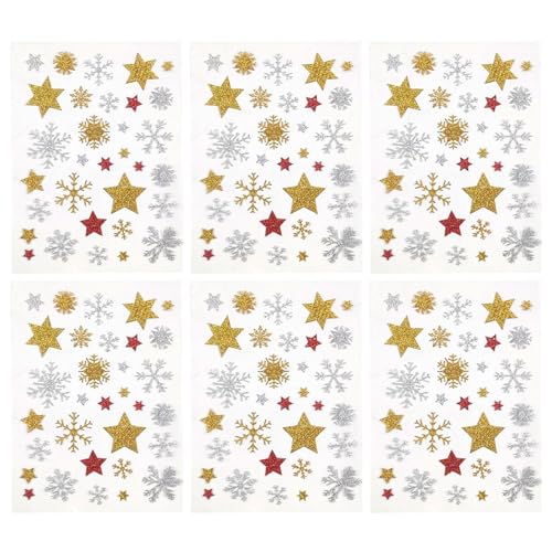 292 pcs weihnachtssticker,sticker weihnachten,aufkleber glitzer sterne,weihnachtsaufkleber selbstklebend gold,kinder stern,schneeflocken stickers,zum weihnachts,basteln aufkleben christmas von xianshi