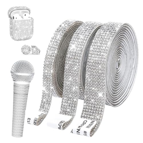 3 Pcs Strasssteine Selbstklebend,strassband,Glitzersteine Selbstklebend,Strassband Selbstklebend,Glitzerband Selbstklebend,Glitzerband,Glitzer Klebeband,Diy Diamant Band,3 Rollen In 3 Größen（Silber） von xianshi