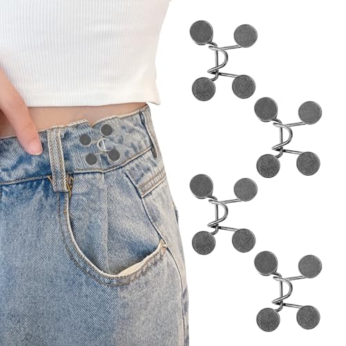 4 Stück Hosenbund Enger Machen,Hosen Clip Waist Knöpfe Hose,Jeans Knopf NäHen Tightener,Clips Hosenknopf für Hosenbund,HosenknöPfe Button Hosenclips,Kleeblatt Pant Schnallen Taille von xianshi