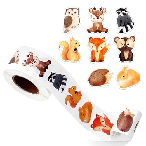 Runde Tier Aufkleber,500 Stück Tier Belohnungsaufkleber,Sticker Tiere,Stickerrolle Kinder,Animal Sticker Rolle,Tieraufkleber Runde,Cartoon-Tier Aufkleber,Tiermuster-Sticker,Animalsticker Kinder von xianshi