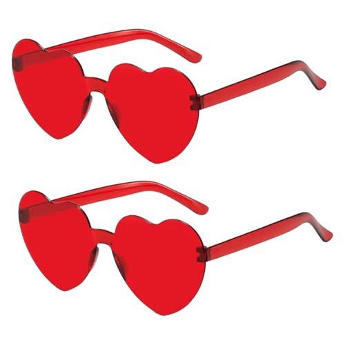 xianshi 2 Pcs Herzbrille,Herz Sonnenbrille Rot,Herzbrille Rot,Sonnenbrille Herz,Sonnenbrille Herzform,Randlose Herz Brille,Damen Love Shaped Sunglasses,Für Party, Hochzeit, Karneval,Halloween von xianshi