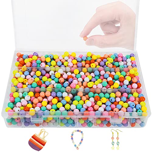 xianzhanEU 1500 Stück 8mm Perlen für Armbänder, Acryl Armbänder Selber Machen, 10 Farben, mit Aufbewahrungsbox, für Armbänder Beads Schmuck Basteln Kinder DIY Geschenk von xianzhanEU