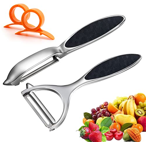 Leaflai Schäler - 2Pcs Sparschäler Set Premium Edelstahl Y & I-förmiges Drehbares Gemüsemesser mit Scharfer Klinge und Rutschfestem Griff Kartoffelschäler Gemüse für Tomaten, Karotten, Obst (Sliver) von Leaflai