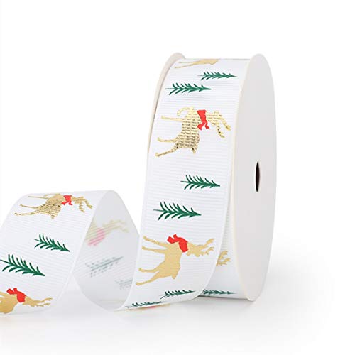 xingmo 20 Meter Weihnachtsband, Weihnachtsfeier, Dekoration, Bastelarbeiten, Geschenkpapier, Schleifenband, 23 mm breit, Weiß von xingmo