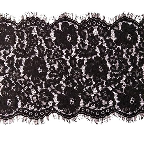 xingmo 3 Meter Dickes Spitze Spitzenrand, Blumenmuster Spitzenbordüre, Trimmstoff, zum Nähen, Breite 31 cm(schwarz) von xingmo