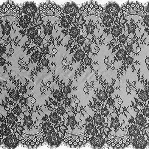 xingmo 3 Meter Spitze Spitzenrand, Blumenmuster Spitzenbordüre, Trimmstoff, zum Nähen, Breite 70 cm (schwarz) von xingmo