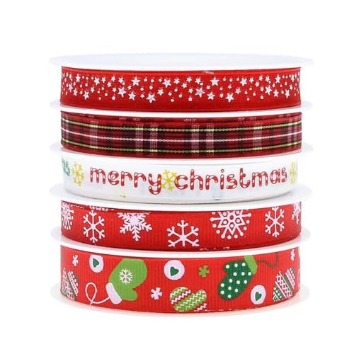 xingmo 4 Rollen Weihnachtsband Weihnachtsfeier Dekoration Bänder Basteln Geschenkpapier Band DIY Bowknot Ribbon von xingmo