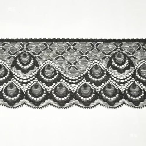 xingmo 6 Meter Stretch Spitzenborte Band Floral Spitzenband Dehnbarer Besatz Stoff zum Nähen Kleidung Breite 8cm (Schwarz) von xingmo