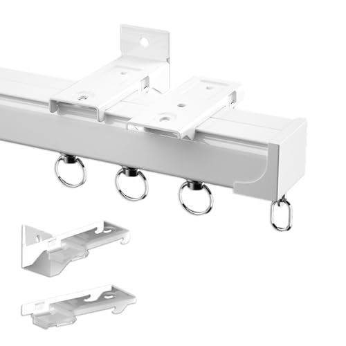 Deckenvorhangschiene, Vorhangschiene mit Stummen Rollen, Edelstahl Optik, Glänzend 1-läufig Vorhangschiene für Schiebevorhänge, Gardinen und Vorhänge, Decke Oder Wand Montage, Inkl. Zubehör(Weiß,100cm Deckenvorhangschiene, Vorhangschiene mit Stummen Rollen, Edelstahl Optik, Glänzend 1-läufig Vorhangschiene für Schiebevorhänge, Gardinen und Vorhänge, Decke Oder Wand Montage, Inkl. Zubehör(Weiß,100cm von xinzyxx