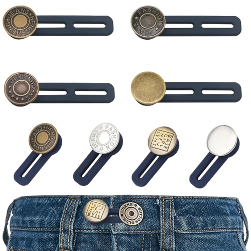 Hosenbunderweiterung Knopf,8 PCS Hosenknopf Verlängerung,Hosenerweiterung Schwangerschaft,Verstellbar Metall Knopfverlängerung,Taille Extender für Hosenbunderweiterung Damen,Herren,Jeans Hosen,2 Größe von xksle