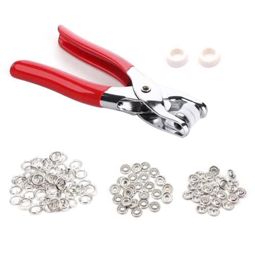 Druckknopf mit Hand Drücken Zangen, 100 Pcs Ösen Druckknöpfe Kit mit Zange, Druckknopf Metall Snaps mit Zange Set für DIY Basteln Kleidung, Benutzerdefinierte Kleidung von xlwen