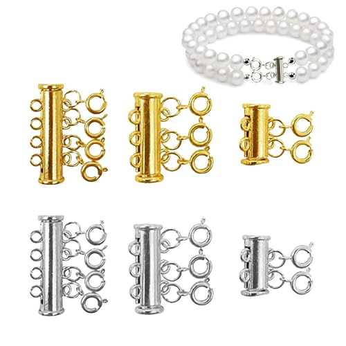 Kettenverschluss Mehrreihig, xlwen 6 Pcs Magnetischer Kettenverschluss, ketten layering verschluss Perfekt für die Herstellung von mehrlagigen Halsketten, Armbändern oder anderen Schmuck. von xlwen