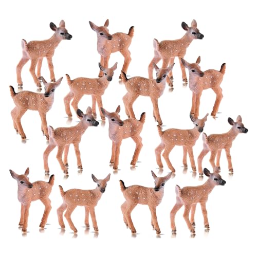 xlwen 15 Stück Waldtierfiguren Set Kunststoff Wildtier, Mini Rentierstatue Geeignet für Verschiedene Weihnachtsdekorationen, Mottoparty-Dekorationen von xlwen