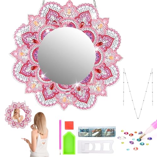 xlwen Diamond Painting Spiegel, DIY Spiegel Diamond Painting,Mandala Basteln Diamond Paintinga Kosmetikspiegel,DIY Diamantspiegel,Kinder für 5 8 9 10 Jahre,DIY Kinder Diamantbilder sind EIN tolles von xlwen