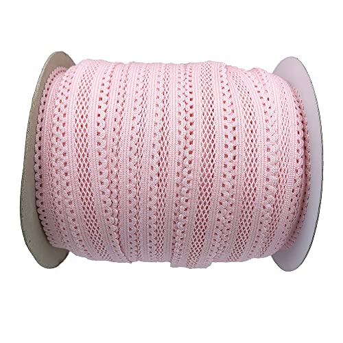 18 mm breite, elastische Rüschenbordüre, elastische Bänder, elastische Spitze, weich, gestrickt, für DIY Baby und Mädchen Stirnbänder (Rosa) von xmf