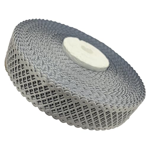 Spitzenband, 23 mm, farbige Spitzenborte, Spitzenborte, hohles Gurtband zum Nähen, Basteln, 9,1 m pro Rolle, Grau von xmf