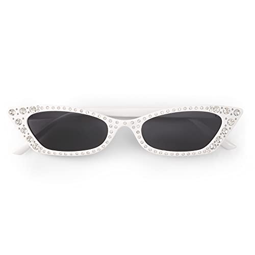 xo, Fetti White Bedazzled Cat Eye Sonnenbrille | White Bachelorette Party Favor, Bridesmaid Sunnies Gift, y2k Birthday Party Decorations + Cool Halloween Costume von xo, Fetti