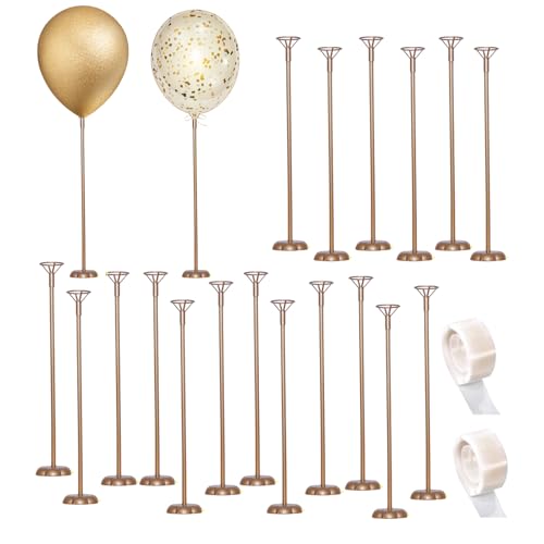 Goldene Ballonhalter-Set mit wiederverwendbaren Sticks und Basis für Geburtstag, Party, Hochzeit, Feiertagsdekorationen – Tischdisplay mit 20 Stück von xocome