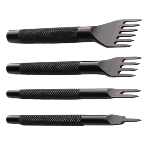 4 Stück Leder Stanzwerkzeug Set 1/2/4/6 Zinken Leder Locher Werkzeug Leder Meißel Schnürung Stitching Kit 4 Mm Stanzen Nähen Tool Für Schlüsseltaschen Und Geldbörsen von xowwyue