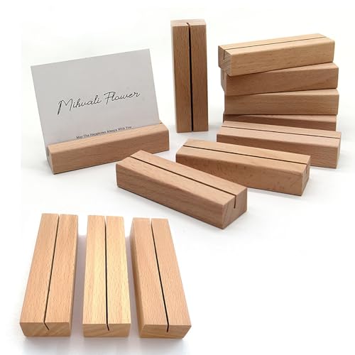 xutong 12 Stück Tischkarte Inhaber, Tischkartenhalter aus massivem Buchenholz,Holz Kartenhalter,10x3x2cm Natürliches Massivholz Kartenhalter Platzkarte,Menükartenhalter Postkartenhalter Fotohalter von xutong