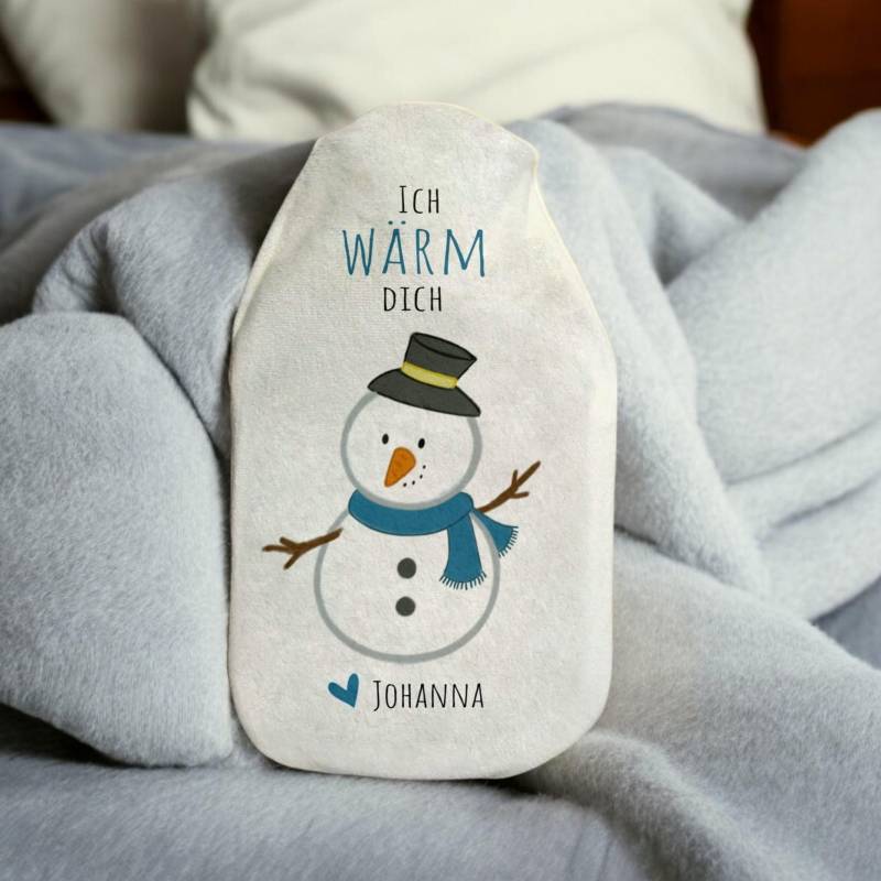 Wärmflasche "Schneemann - Ich Wärm Dich" Mit Wunschnamen , Geschenk Für Weihnachten, Nikolaus, Adventskalender von xxxBESONDERSxxx