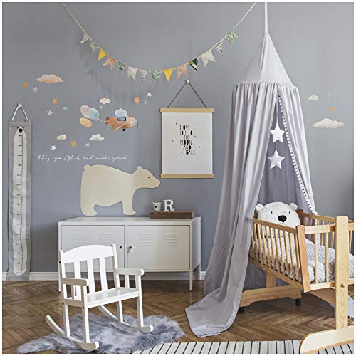 Aufkleber Set Heißluftballon auf 4 Din A4 Bögen Insgesamt 150x55cm Wandtattoo Wandsticker Sticker für Kinder Kinderzimmer Babyzimmer Aquarell Y057-3 (Elefant) von yabaduu