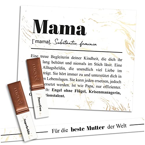 Aufkleber Set auf 3 Din A4 Sticker Bögen für Merci Schokolade für 250g Box als Geschenk ohne Schokoriegel zum persönlich Danke sagen Y062 (03 Mama) von yabaduu