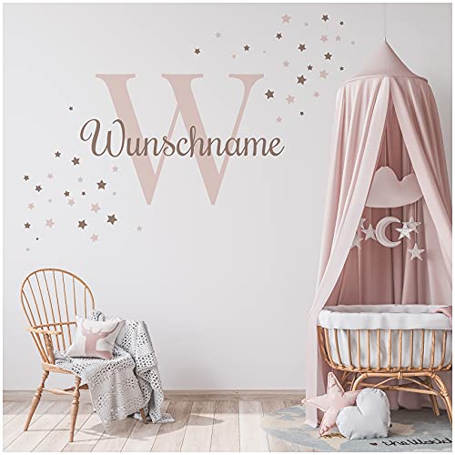 Wandsticker personalisiert Sticker Aquarell Tiere mit Name Wandtattoo für Kinderzimmer Babyzimmer Spielzimmer Mädchen Junge Y037 (Nr. 14 Sterne, Mit Wunschname) von yabaduu