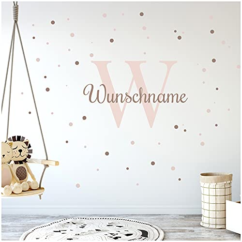 yabaduu Wandsticker personalisiert Sticker Aquarell Tiere mit Name Wandtattoo für Kinderzimmer Babyzimmer Spielzimmer Mädchen Junge Y037 (Nr. 15 Kreise, Mit Wunschname) von yabaduu