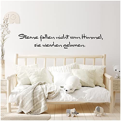 Wandtattoo Schrift Sprüche Zitate für Kinderzimmer Babyzimmer Aufkleber Folie Schwarz Matt Deko Selbstklebend YX036-01 (Sterne fallen nicht vom Himmel) von yabaduu