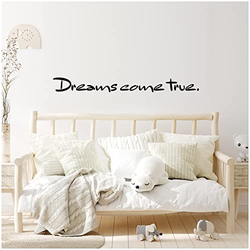 Wandtattoo Schrift Sprüche Zitate für Kinderzimmer Babyzimmer Aufkleber Folie Schwarz Matt Deko Selbstklebend YX036-03 (Dreams come true) von yabaduu