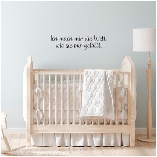 Wandtattoo Schrift Sprüche Zitate für Kinderzimmer Babyzimmer Aufkleber Folie Schwarz Matt Deko Selbstklebend YX036-04 (Ich mache mir die Welt) von yabaduu