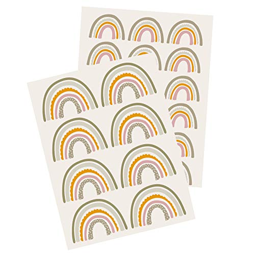 Yabaduu Y004 Regenbogen Wandtattoo Wandsticker Aufkleber für Kinderzimmer Babyzimmer (03 Grün/Orange) von yabaduu