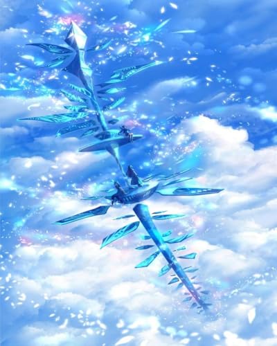 yade-show Kreuzstich 11 CT Kreuzstichset Stickset DIY Anfänger Fortgeschrittene – Anime Fantasy White Cloud Girl Handarbeitsset Baumwollfaden bedruckte Leinwand-40x50cm von yade-show