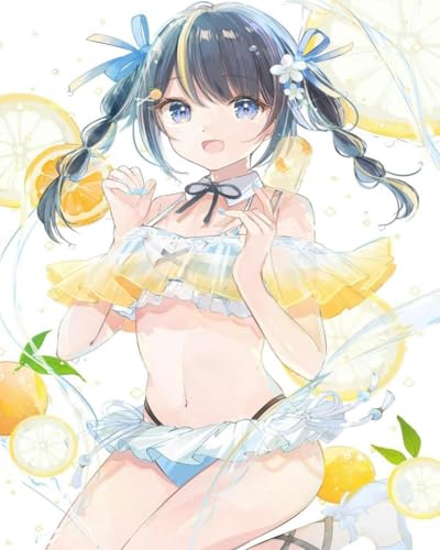 yade-show Kreuzstich 11 CT Kreuzstichset Stickset DIY Anfänger Fortgeschrittene – Anime Fruit and Lemon Girl Handarbeitsset Baumwollfaden bedruckte Leinwand-40x50cm von yade-show